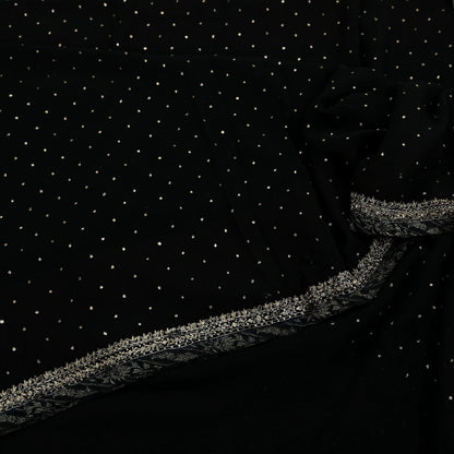 Indian Vintage Black Sarees Pure Georgette Silk Pre-owned Hand Beaded Ritu Kumar Designer Sari 5Yd Soft Ethnic Bollywood Party sarees
