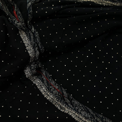 Indian Vintage Black Sarees Pure Georgette Silk Pre-owned Hand Beaded Ritu Kumar Designer Sari 5Yd Soft Ethnic Bollywood Party sarees