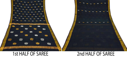 Indian Vintage Sari Green Blend Silk Woven Kanjivaram Saree Zari 5Yd Ethnic Craft Fabric Dress making For Crafting Quilting