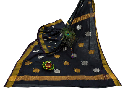 Indian Vintage Sari Green Blend Silk Woven Kanjivaram Saree Zari 5Yd Ethnic Craft Fabric Dress making For Crafting Quilting