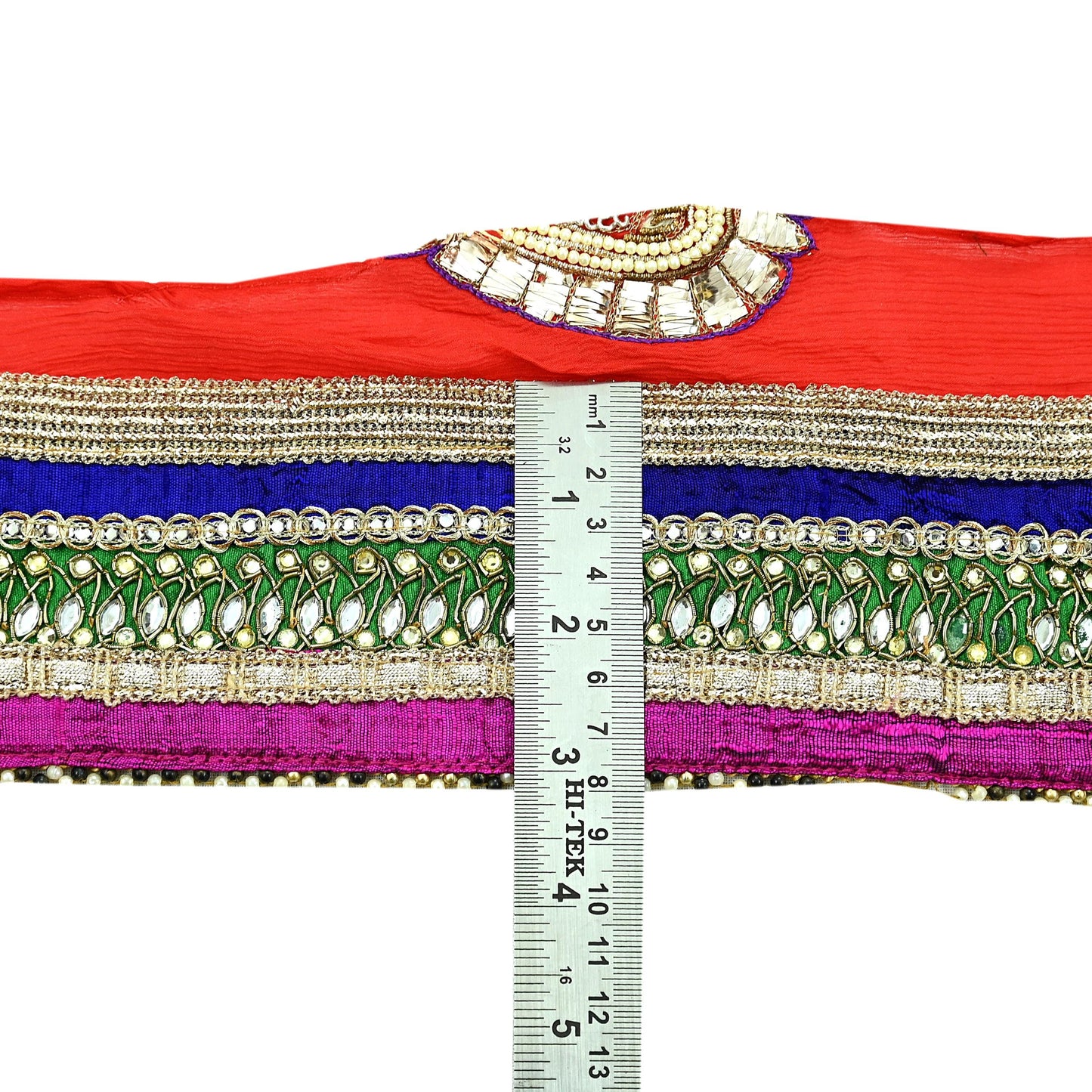 Indian Vintage Multi Sari Border Pure Chiffon Silk Hand Embroidered 1yd Craft Trim Lace Sewing Sari Ribbon Recycled Dress making Zardozi