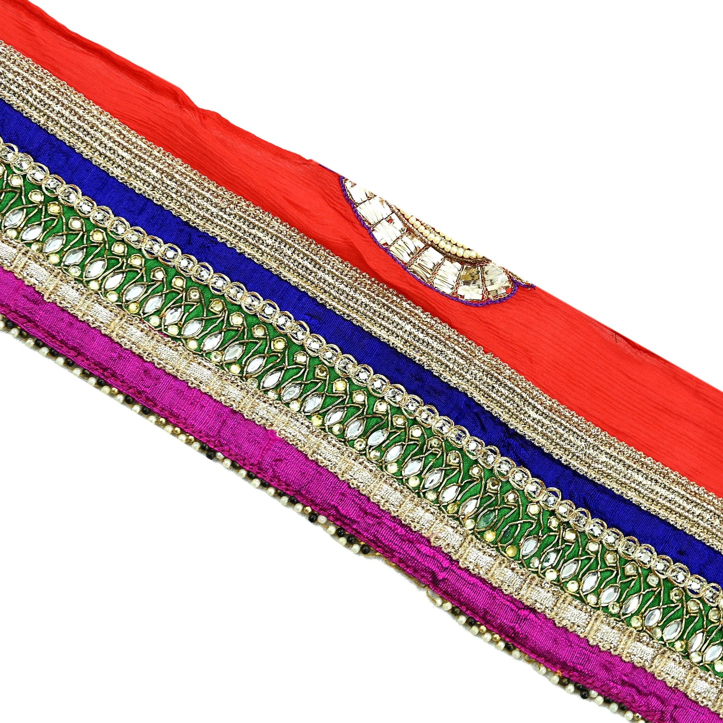 Indian Vintage Multi Sari Border Pure Chiffon Silk Hand Embroidered 1yd Craft Trim Lace Sewing Sari Ribbon Recycled Dress making Zardozi