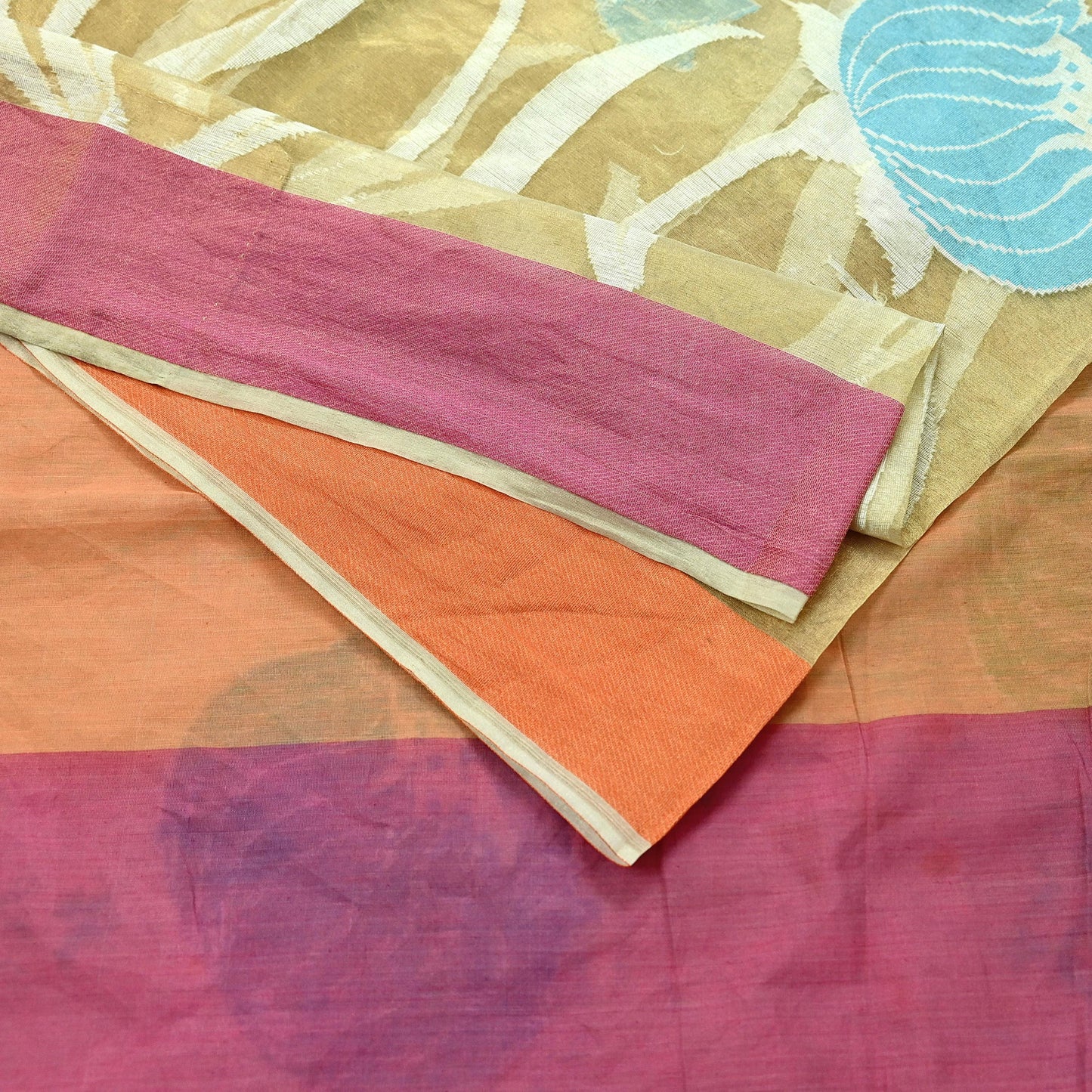 Indian Vintage Sarees Beige Pure Organza Silk Hand Woven Sari 5yd Ethnic Floral Craft Fabric Dress making Upcycle Crafting Quilting Zari