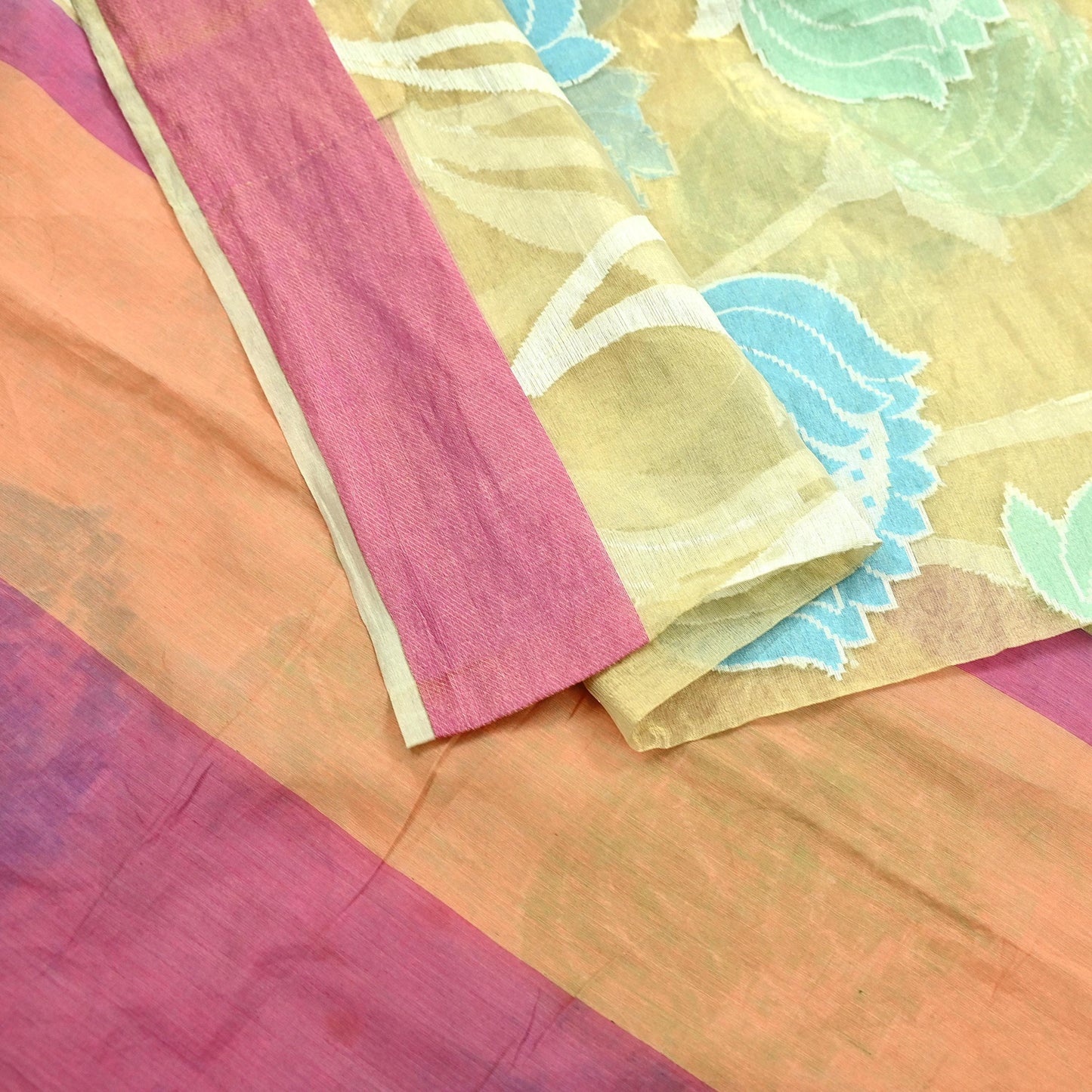 Indian Vintage Sarees Beige Pure Organza Silk Hand Woven Sari 5yd Ethnic Floral Craft Fabric Dress making Upcycle Crafting Quilting Zari