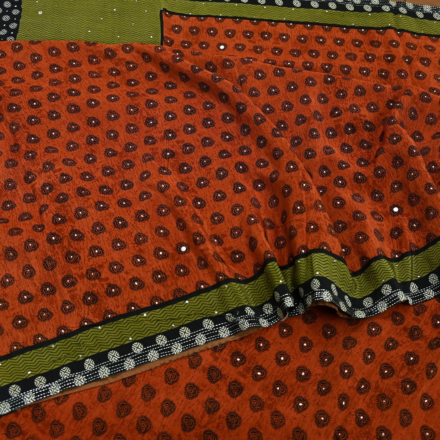 Indian Vintage Sari Pure Crepe Silk Mukesh Work Printed Saree 5yard Sewing Soft Craft Fabric Ethnic Dress making For Crafting Quilting
