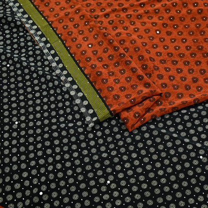 Indian Vintage Sari Pure Crepe Silk Mukesh Work Printed Saree 5yard Sewing Soft Craft Fabric Ethnic Dress making For Crafting Quilting