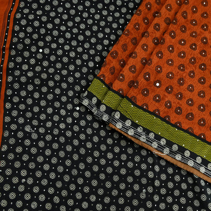 Indian Vintage Sari Pure Crepe Silk Mukesh Work Printed Saree 5yard Sewing Soft Craft Fabric Ethnic Dress making For Crafting Quilting