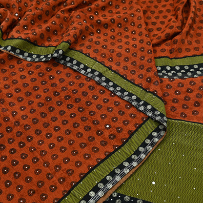 Indian Vintage Sari Pure Crepe Silk Mukesh Work Printed Saree 5yard Sewing Soft Craft Fabric Ethnic Dress making For Crafting Quilting