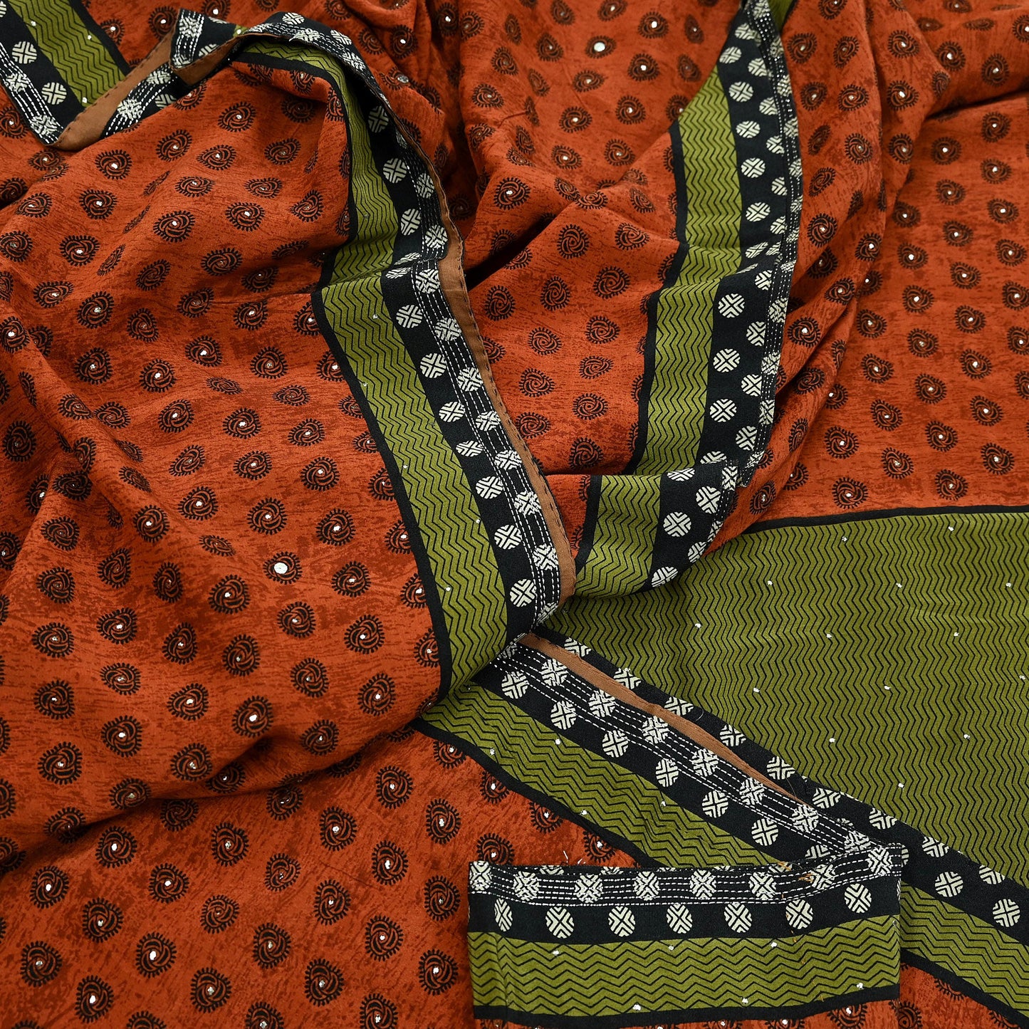 Indian Vintage Sari Pure Crepe Silk Mukesh Work Printed Saree 5yard Sewing Soft Craft Fabric Ethnic Dress making For Crafting Quilting