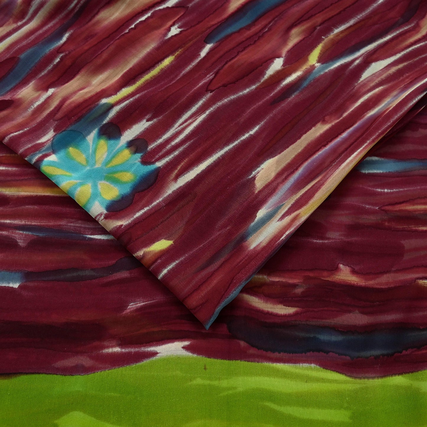 Indian Vintage Sari Maroon Pure Georgette Silk Printed Sarees Craft Fabric Sewing 6Yd Soft Light Dress Making Quilting Crafting