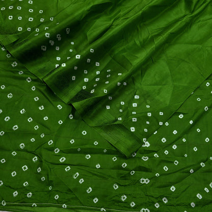 Indian Vintage Sari Green Pure Silk Bandhani Printed Sarees Fabric 6yd Floral Sewing Traditional Culture Sari Ethnic Fabric