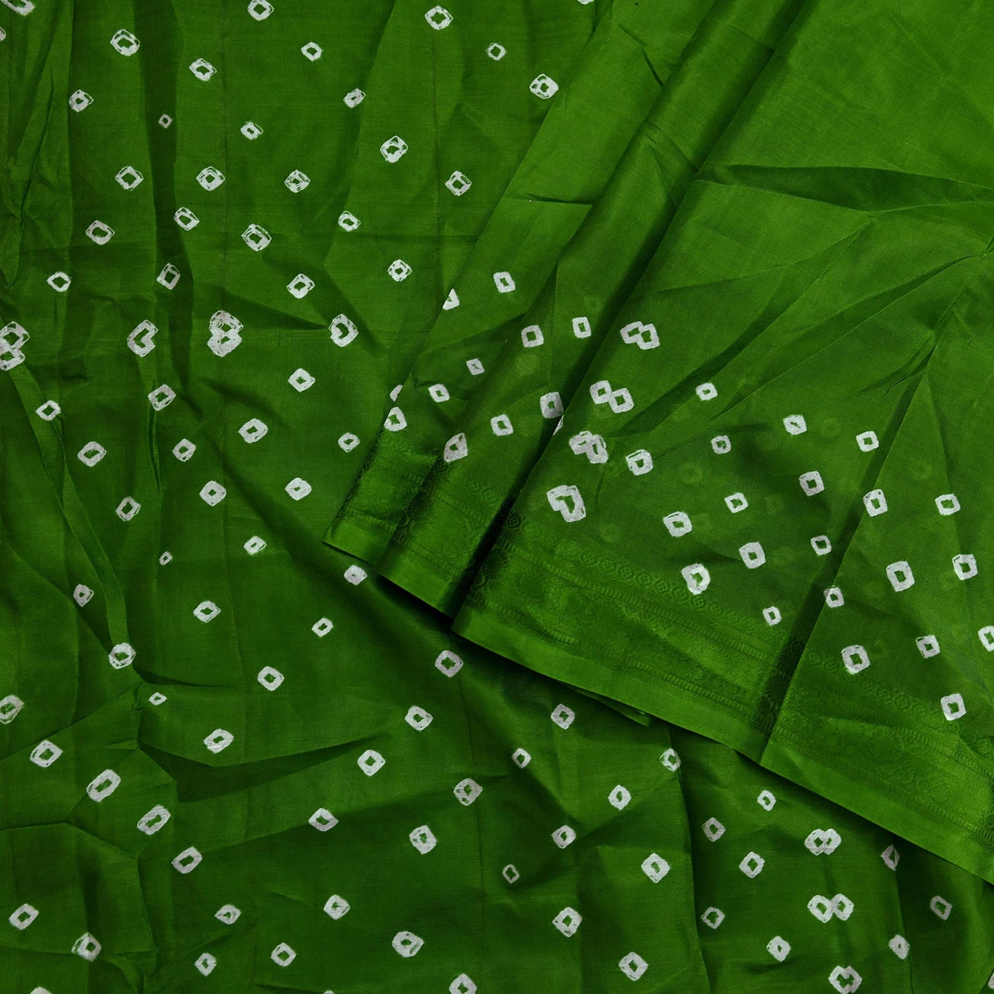 Indian Vintage Sari Green Pure Silk Bandhani Printed Sarees Fabric 6yd Floral Sewing Traditional Culture Sari Ethnic Fabric