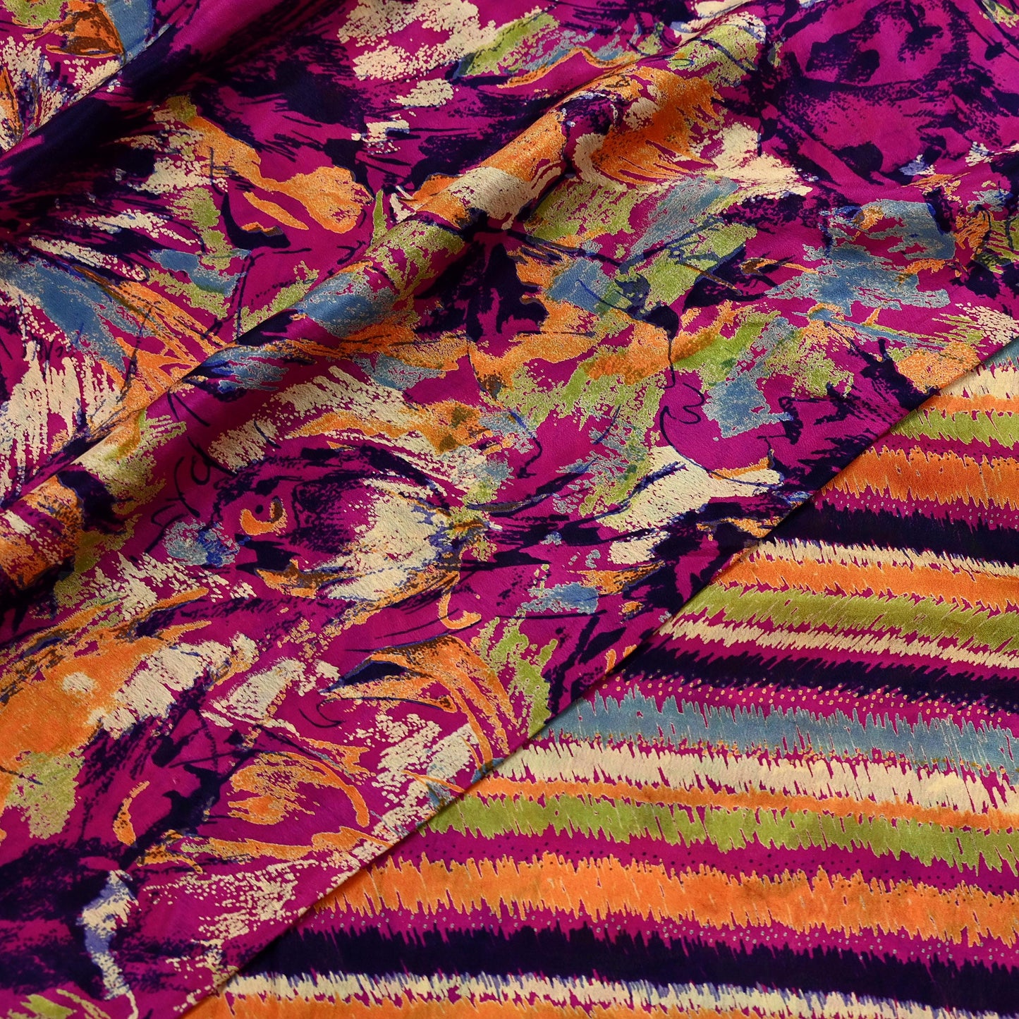 Indian Vintage Sari Purple 100% Pure Silk Printed Sarees 5yd Sewing Craft Fabric Dress Making Soft Wrap Floral Crafting Quilting Upcycle