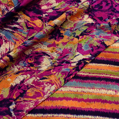 Indian Vintage Sari Purple 100% Pure Silk Printed Sarees 5yd Sewing Craft Fabric Dress Making Soft Wrap Floral Crafting Quilting Upcycle