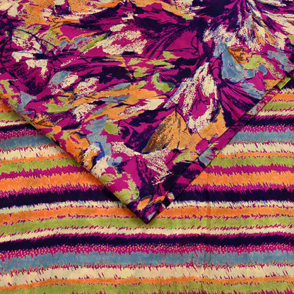 Indian Vintage Sari Purple 100% Pure Silk Printed Sarees 5yd Sewing Craft Fabric Dress Making Soft Wrap Floral Crafting Quilting Upcycle