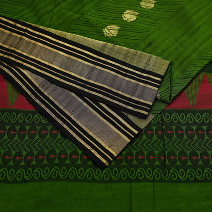 Indian Vintage Sari Red & Orange Pure Silk Hand Woven Saree  Fabric 5Yard Sewing Ethnic Floral