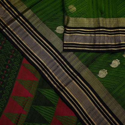 Indian Vintage Sari Red & Orange Pure Silk Hand Woven Saree  Fabric 5Yard Sewing Ethnic Floral