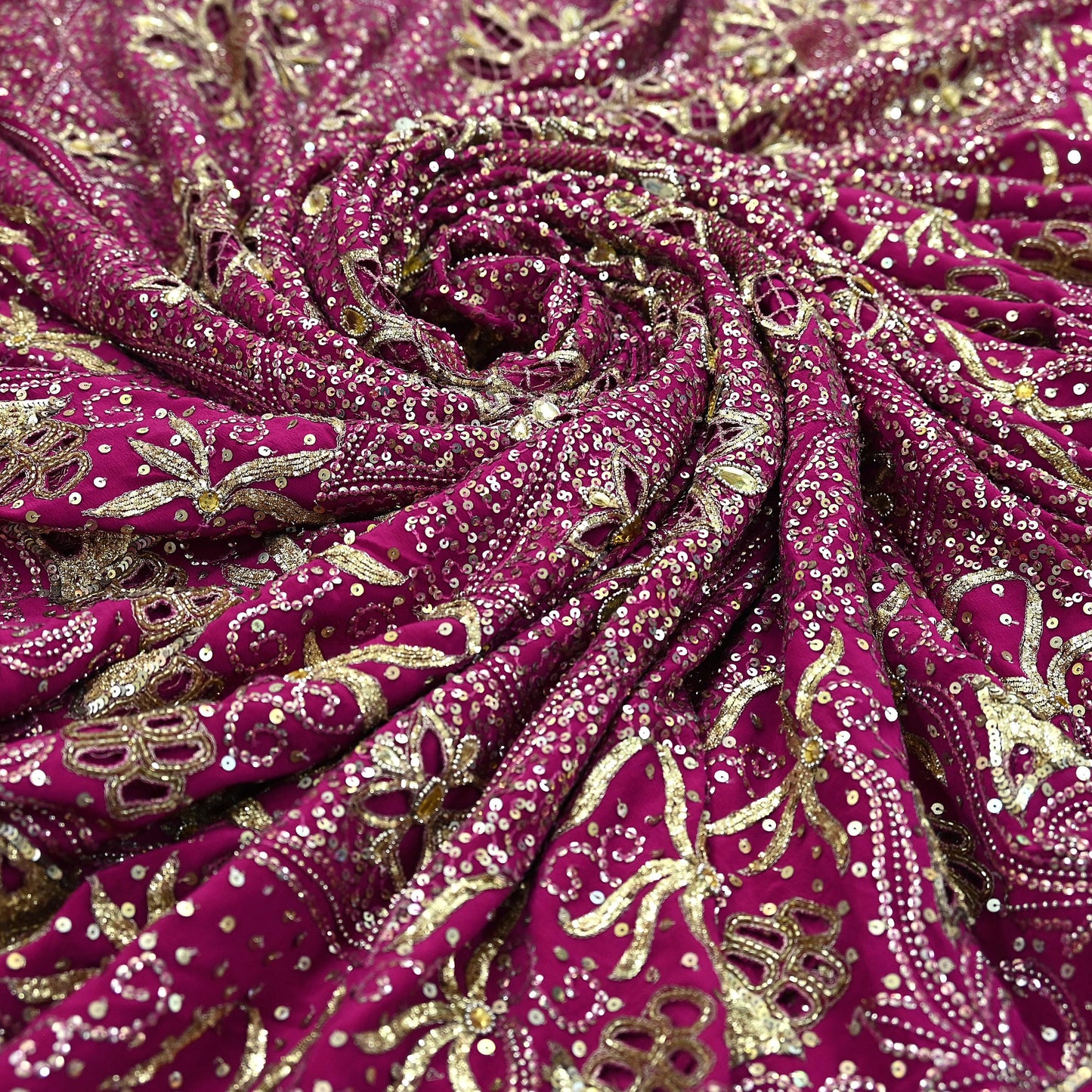 Indian Vintage Pink Saree Pure Crepe Silk Hand Embroidered Sari Fabric 5Yd Sewing Soft Zardozi/Dabka Dress making Dress Designing Crafting