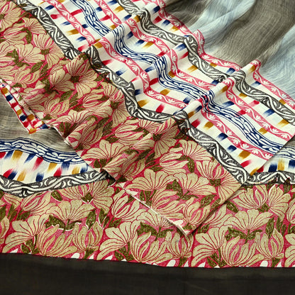 Indian Vintage Sari Multi Pure Crepe Silk Printed Saree 5yd Sewing Floral Soft Craft Fabric Wrap Dress making Crafting Quilting