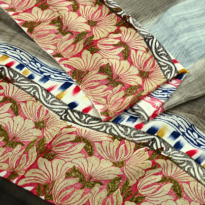 Indian Vintage Sari Multi Pure Crepe Silk Printed Saree 5yd Sewing Floral Soft Craft Fabric Wrap Dress making Crafting Quilting