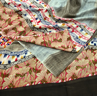 Indian Vintage Sari Multi Pure Crepe Silk Printed Saree 5yd Sewing Floral Soft Craft Fabric Wrap Dress making Crafting Quilting