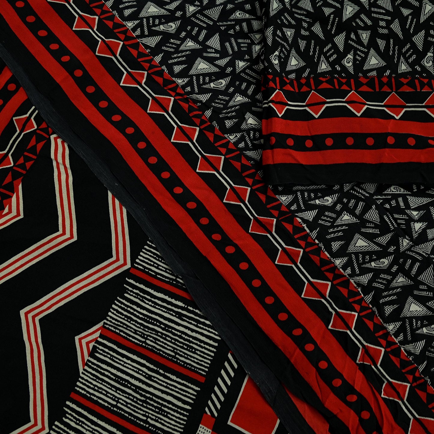 Indian Vintage Beige & Black Saree Pure Crepe Silk Printed Sari Craft Fabric 5yd Sewing Floral Soft Wrap Dress making Crafting Quilting