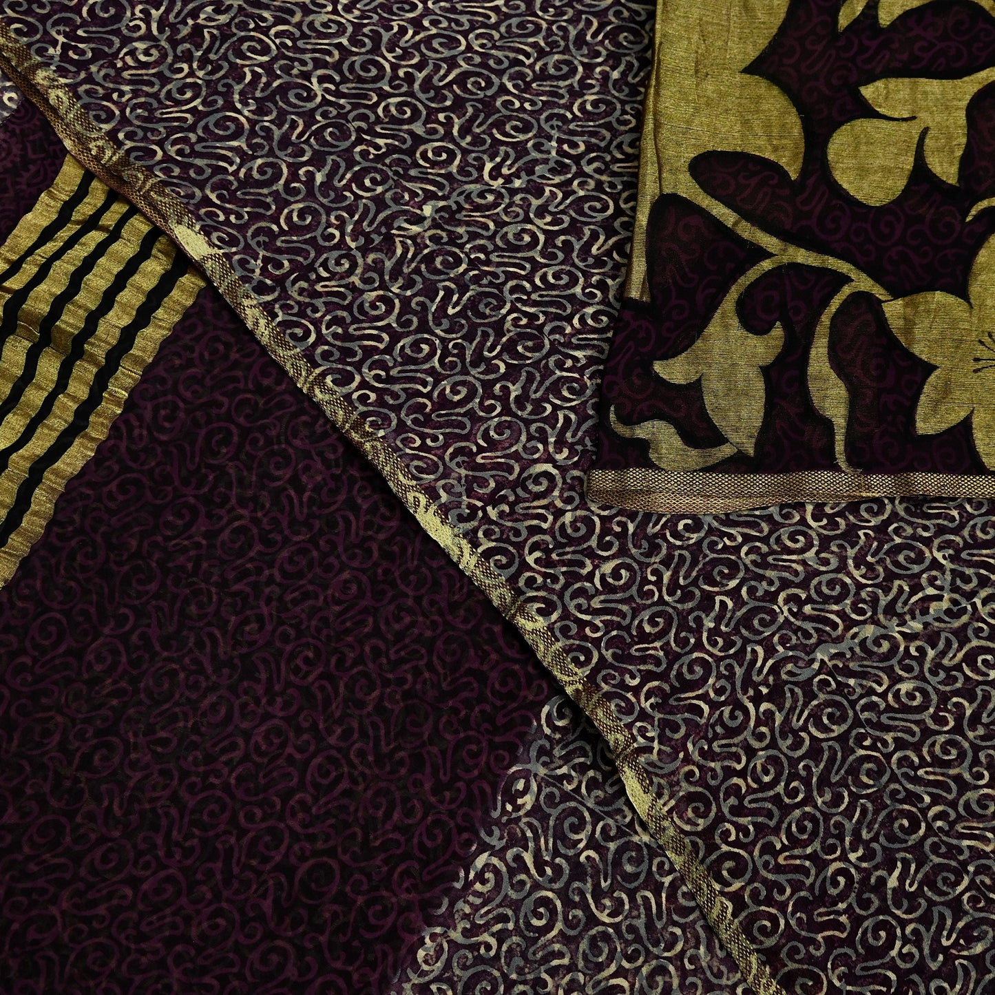 Indian Vintage Sari Beige & Maroon Pure Georgette Silk Printed Sarees Craft Fabric Sewing 5Yd Dress Making Crafting Quilting Upcycle Zari