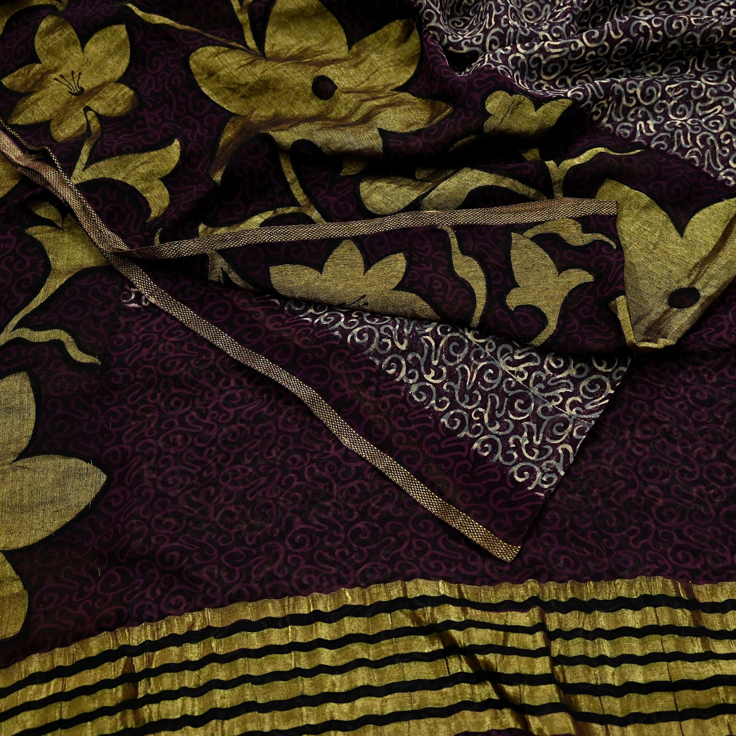 Indian Vintage Sari Beige & Maroon Pure Georgette Silk Printed Sarees Craft Fabric Sewing 5Yd Dress Making Crafting Quilting Upcycle Zari