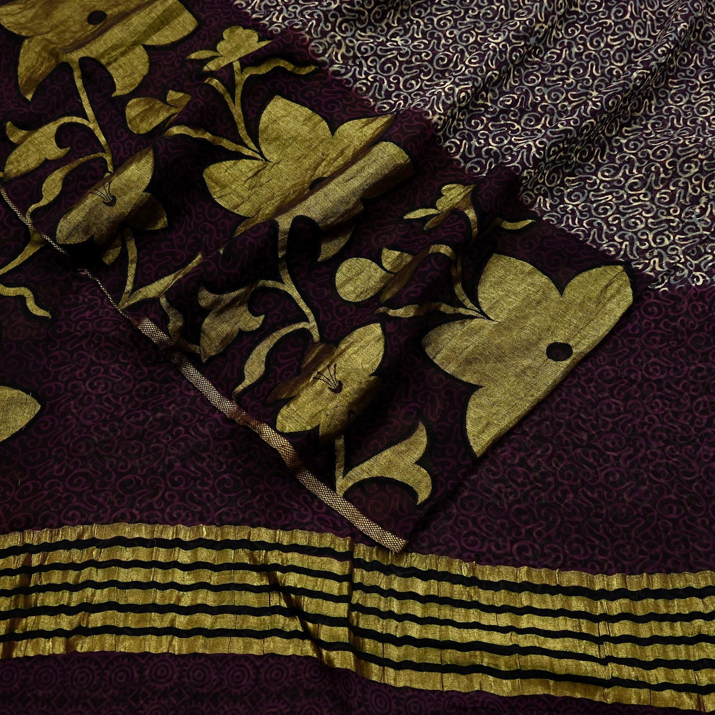 Indian Vintage Sari Beige & Maroon Pure Georgette Silk Printed Sarees Craft Fabric Sewing 5Yd Dress Making Crafting Quilting Upcycle Zari