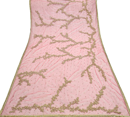 Indian Pre-owned Heavy Dupatta Red Net Long Stole Hand Embroidered By Designer Abu Jani Scarves Bridal Veil