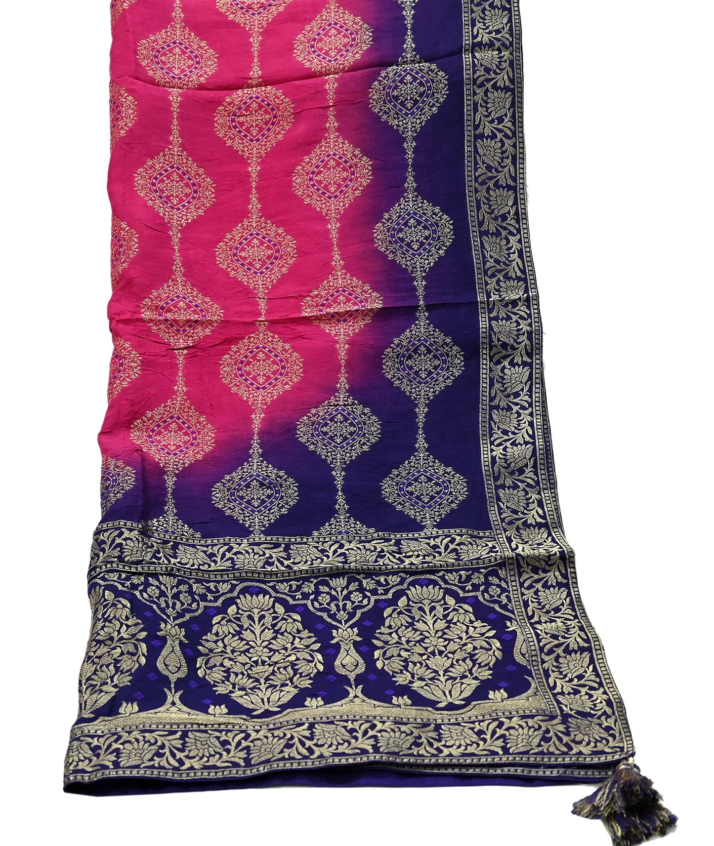 Indian Vintage Purple & Pink Dupatta Long Stole Artificial Silk Woven Brocade Scarves Veil Scarf Wrap Hippie Boho Soft Floral