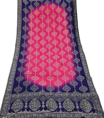 Indian Vintage Purple & Pink Dupatta Long Stole Artificial Silk Woven Brocade Scarves Veil Scarf Wrap Hippie Boho Soft Floral