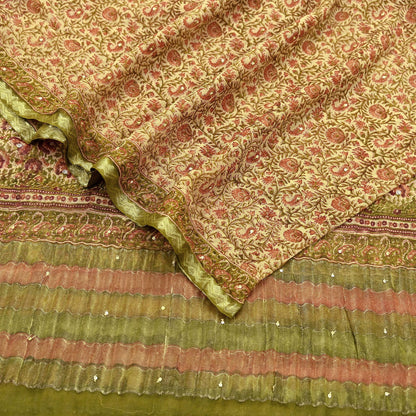 Indian Vintage Dupatta Beige Long Stole printed stole Pure Georgette Silk Scarves Veil Wrap Soft