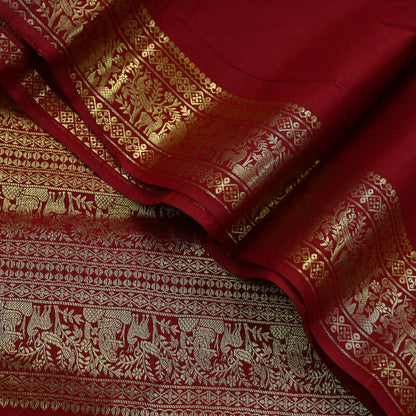 Indian Vintage Dupatta Maroon Long Stole Cotton Brocade Golden Woven Work Scarves Veil Fringes Hijab
