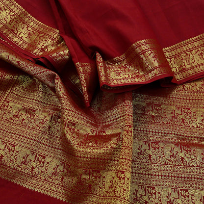 Indian Vintage Dupatta Maroon Long Stole Cotton Brocade Golden Woven Work Scarves Veil Fringes Hijab