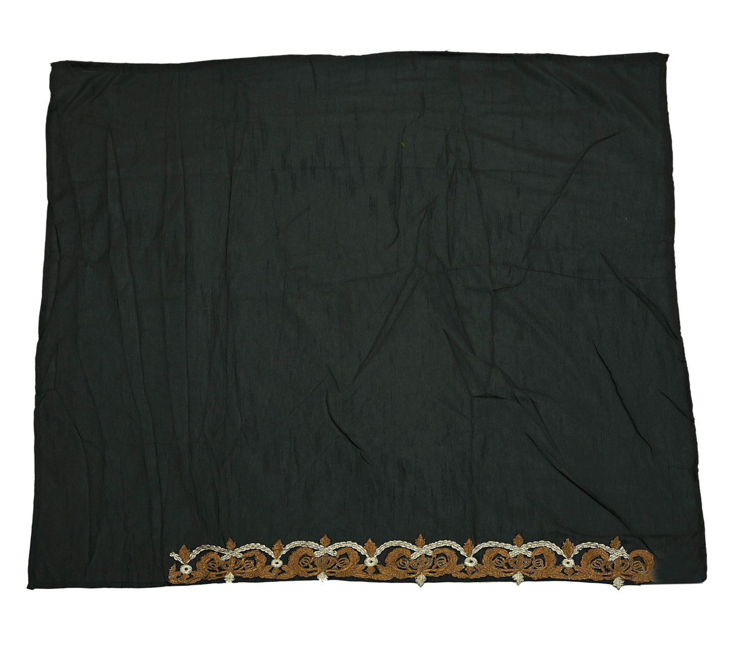 Indian Vintage Sari Black Pure Georgette Silk Net/Mesh Hand Beaded Sarees Fabric 6Yd Sewing Ethnic With Matching Unstitched Blouse Fabric