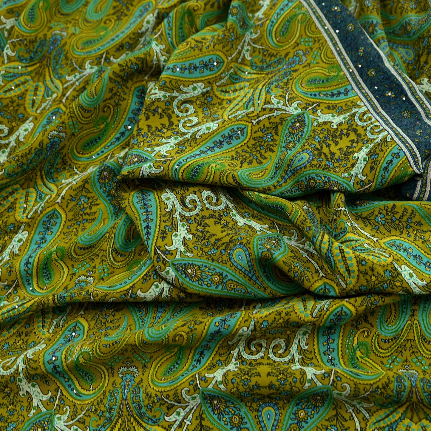 Indian Vintage Sari Pure Crepe Silk Mukesh Work Printed Saree 5yard Sewing Soft Craft Fabric Ethnic Dress making For Crafting Quilting