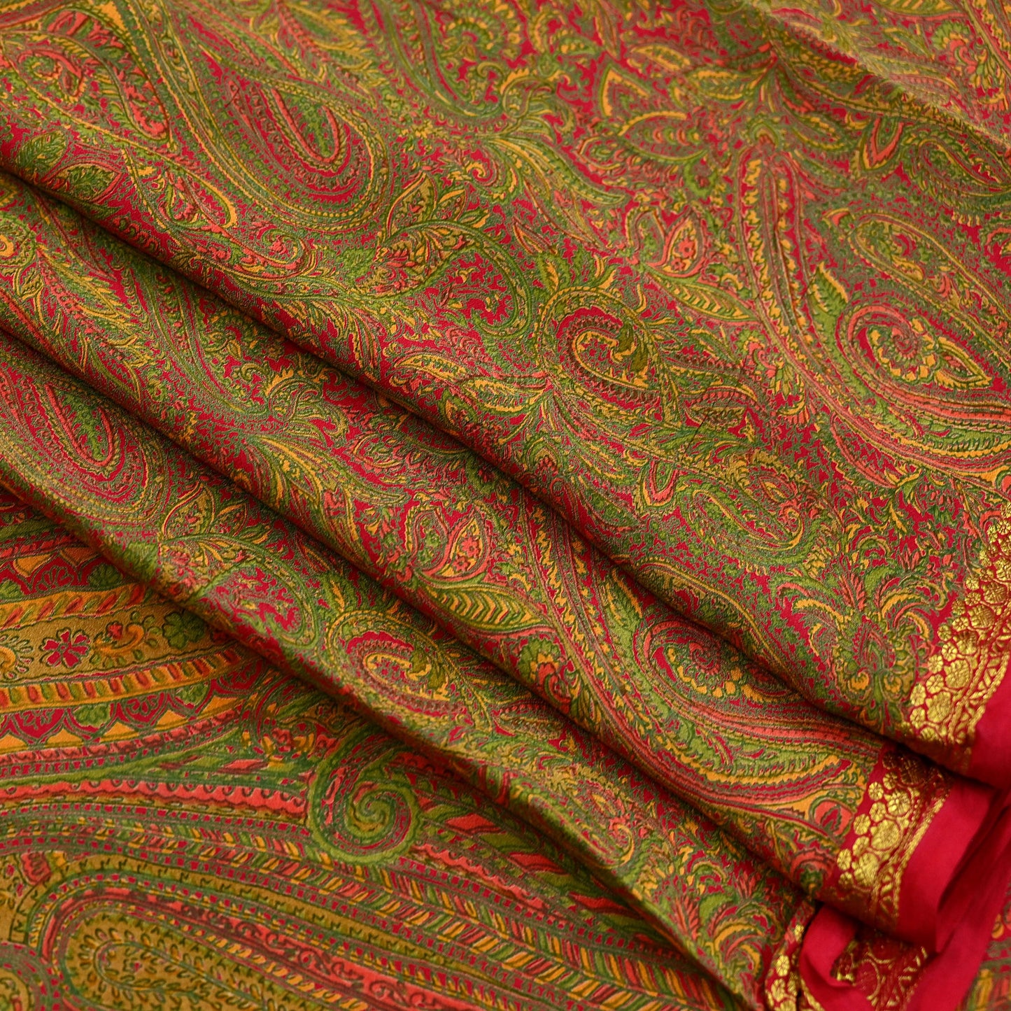 Indian Vintage Red Saree 100% Pure Silk Printed Sari Craft Fabric 6yd Sewing Zari DressMaking Soft Wrap Crafting Quilting Upcycle