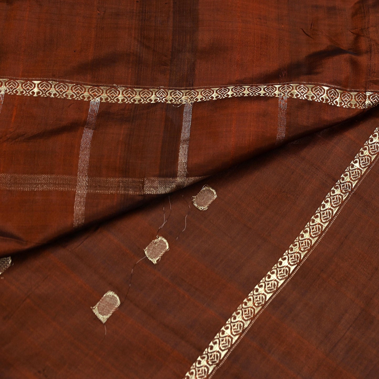 Indian Vintage Sari Rusty Mysore Silk Woven Sarees Craft Fabric 5Yd Ethnic South silk Dress Making Crafting Upcycle Quilting Zari Border