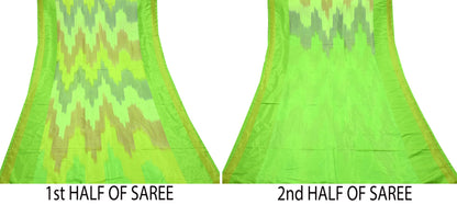 Indian Vintage Sari Nion Green Artificial Silk Hand Woven Sarees 6yd Ethnic Craft Fabric Sewing Dress making Crafting Crafting Quilting
