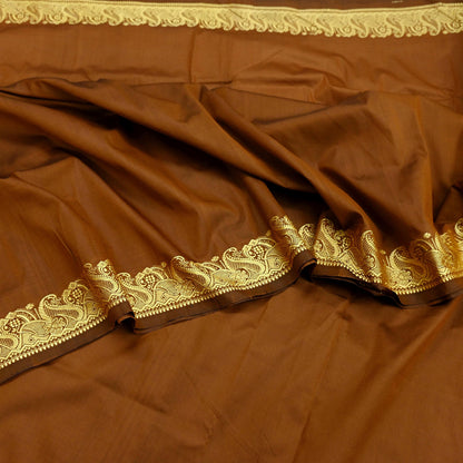 Indian Vintage Sari Rusty Artificial Silk Hand Woven Saree Craft Fabric 6yd Sewing Dress Making Soft Floral Ethnic For Crafting Quilting