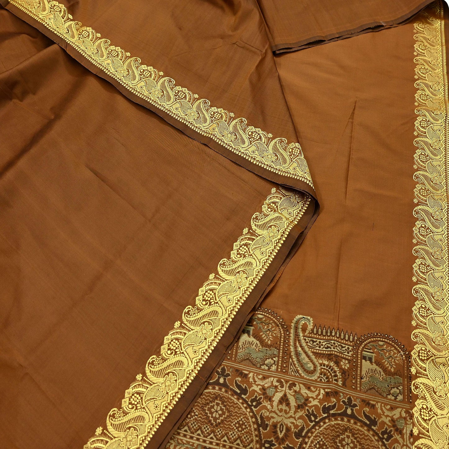 Indian Vintage Sari Rusty Artificial Silk Hand Woven Saree Craft Fabric 6yd Sewing Dress Making Soft Floral Ethnic For Crafting Quilting