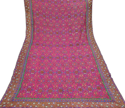 Indian Vintage Heavy Rani Pink Dupatta Pure Georgette Silk Long Stole Hand Embroidered Designer By Ritu Kumar Scarves Scarf Zari Zardozi