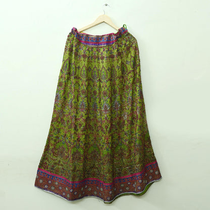 Indian Pre-owned Green Pure Silk Hand Embroidered Ritu Kumar Designer Lehenga/Skirt Ethnic Bollywood Party Wear