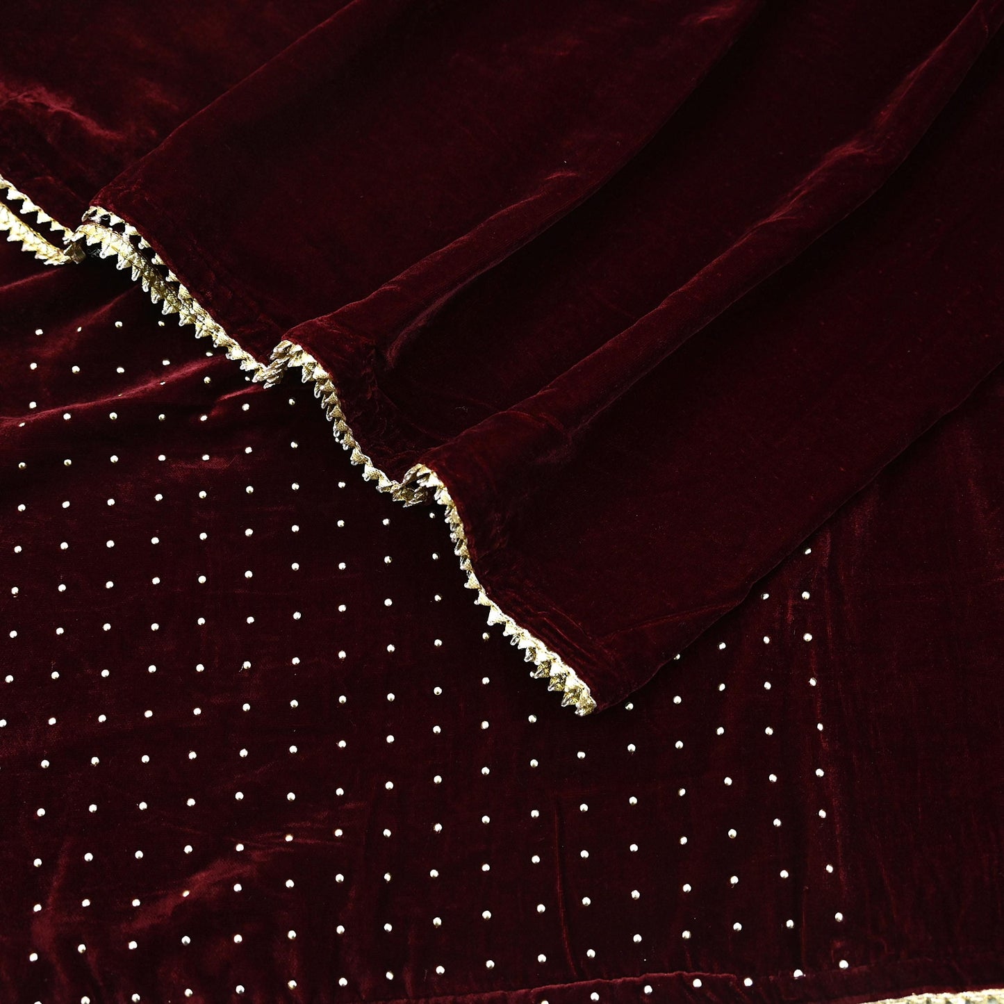 Indian Vintage Heavy Wedding Maroon Dupatta Velvet Long Stole Hand Embroidered Scarves Zari Hijab Veil Wrap Bridal Dupatta Paisley