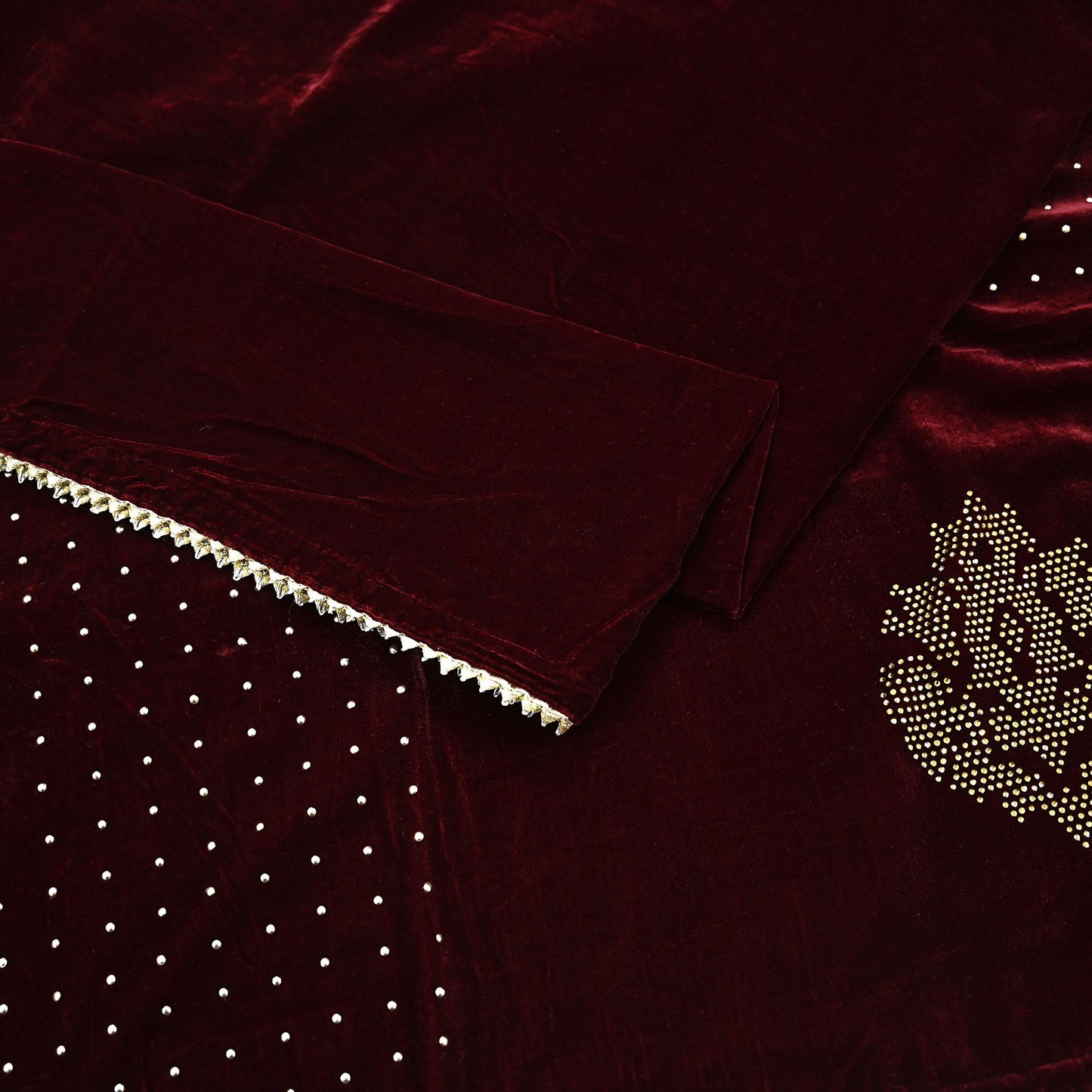 Indian Vintage Heavy Wedding Maroon Dupatta Velvet Long Stole Hand Embroidered Scarves Zari Hijab Veil Wrap Bridal Dupatta Paisley