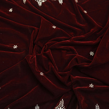 Indian Vintage Heavy Wedding Maroon Dupatta Velvet Long Stole Hand Embroidered Scarves Zari Hijab Veil Wrap Bridal Dupatta
