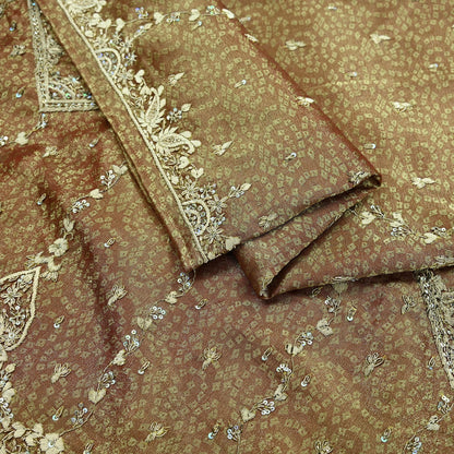 Indian Vintage Heavy Bridal Dupatta Golden Maroon Pure Tissue Silk Long Stole Hand Embroidered Scarves Zari Zardozi/Dabka Wedding Hijab