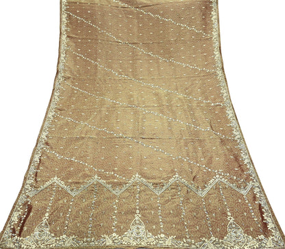Indian Vintage Heavy Bridal Dupatta Golden Maroon Pure Tissue Silk Long Stole Hand Embroidered Scarves Zari Zardozi/Dabka Wedding Hijab