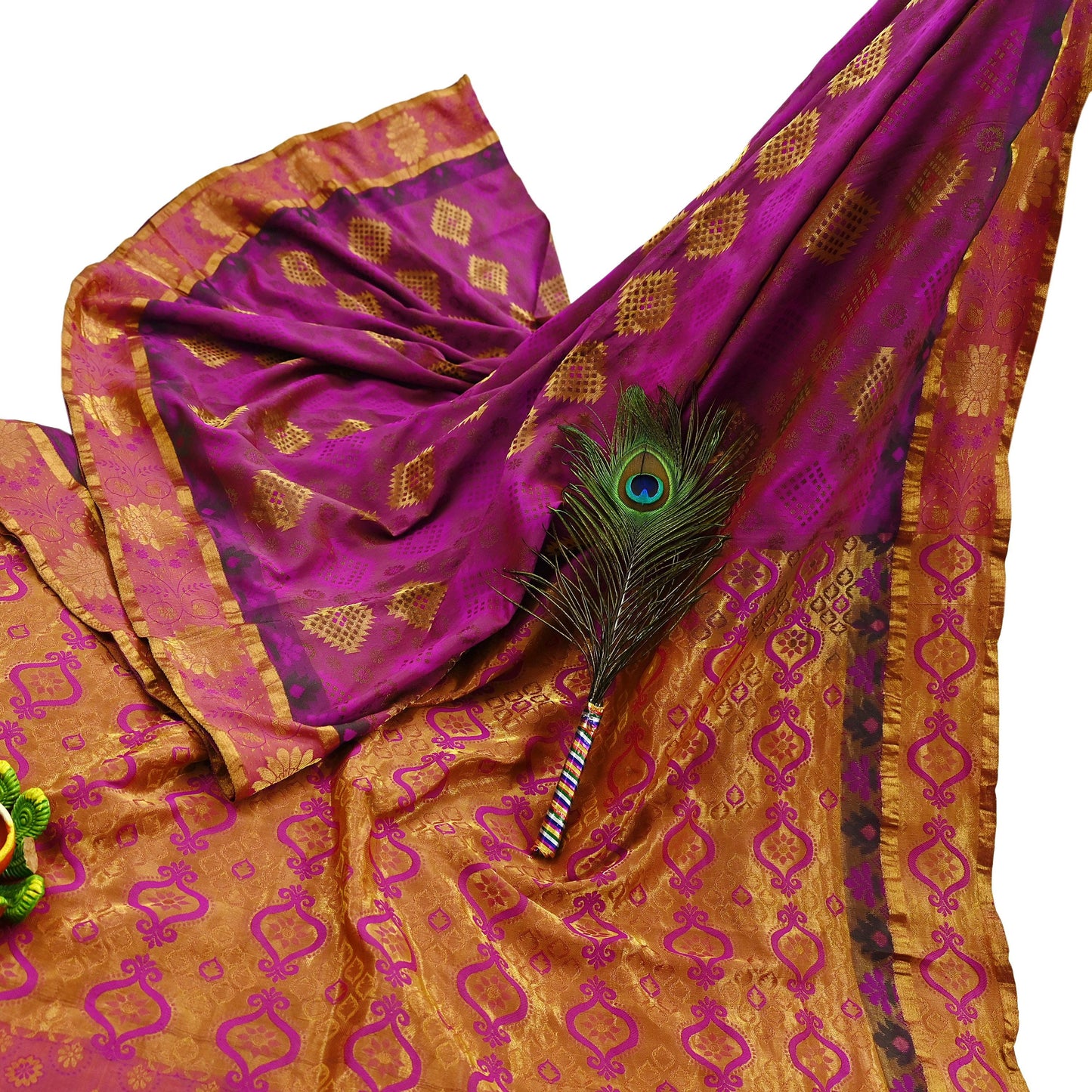Indian Vintage Heavy Purple Kanjivaram Saree 100% Pure Silk Sari Zari 5Yd Craft Fabric Floral Crafting Dress making Quilting Bollywood saree